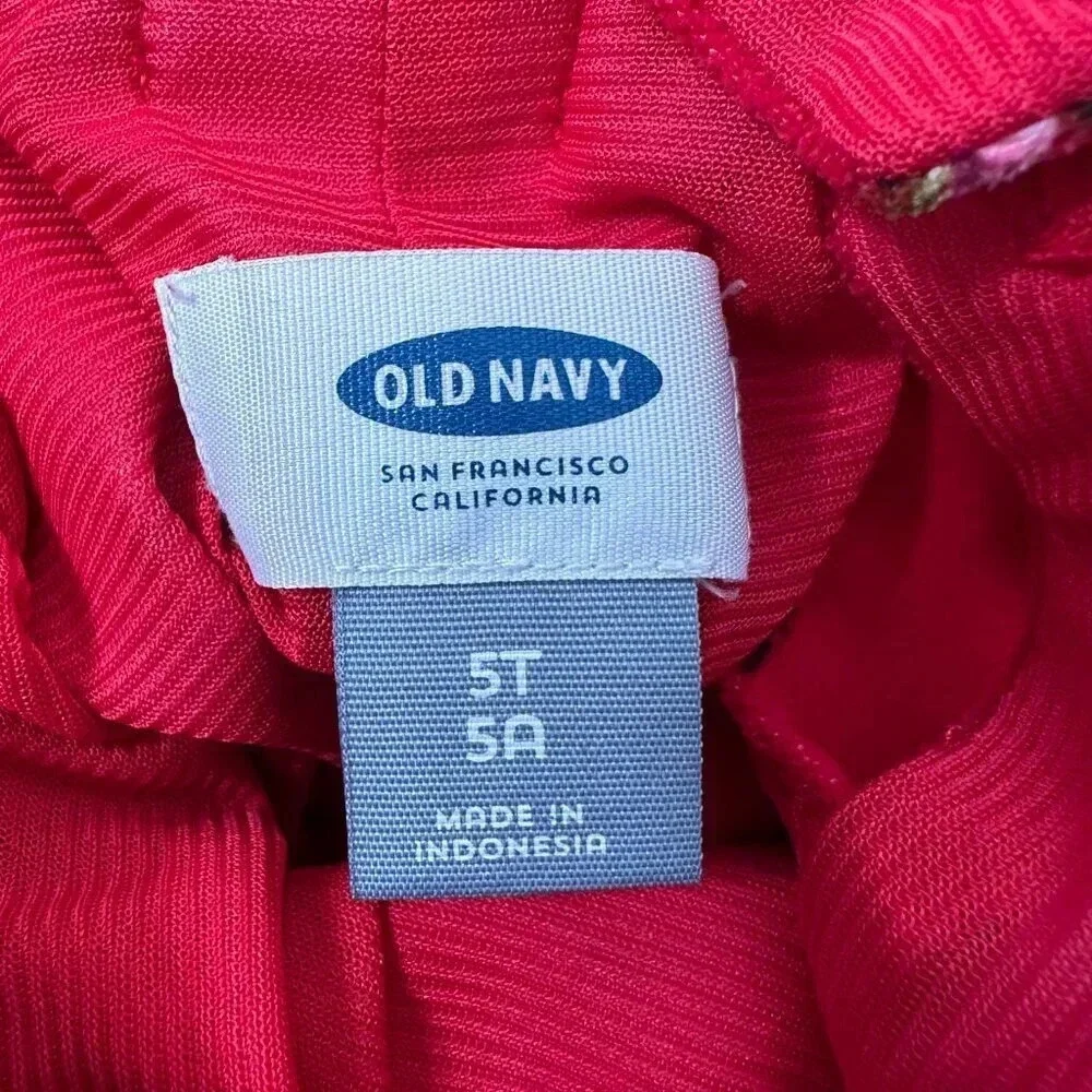 Old Navy Floral Bow Back Red Velvet Holiday Toddler Dress Size 5T